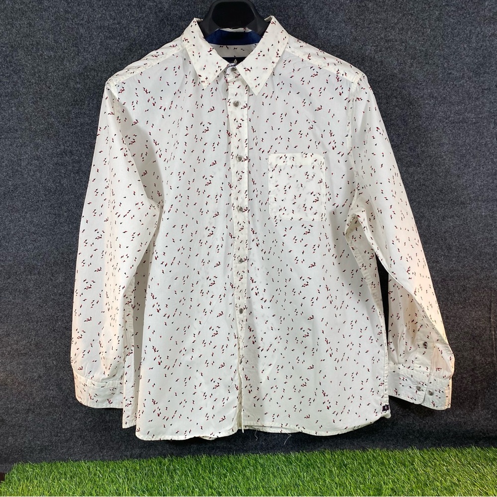 Russell Simmons Argyleculture Men's White Patterned Button Down Shirt Size XXL
